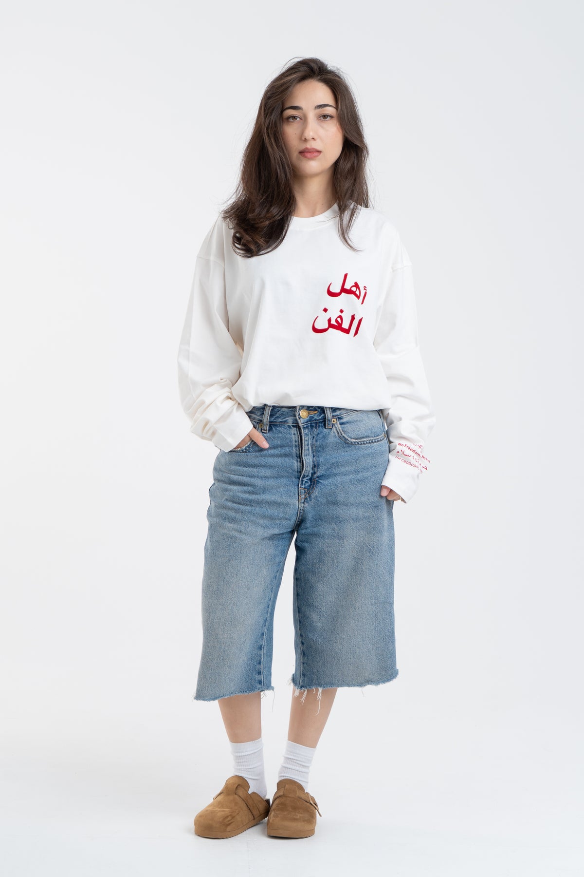 WHITE/RED ARABIC PILATICA LONGSLEEVE