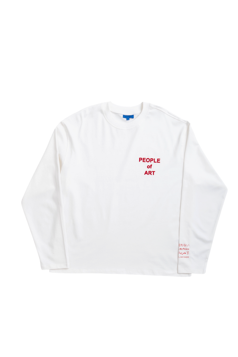WHITE/RED ENGLISH LONGSLEEVE